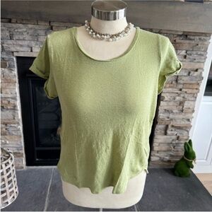 Tommy Bahama Green Cap Sleeve Fitted Crop Tee